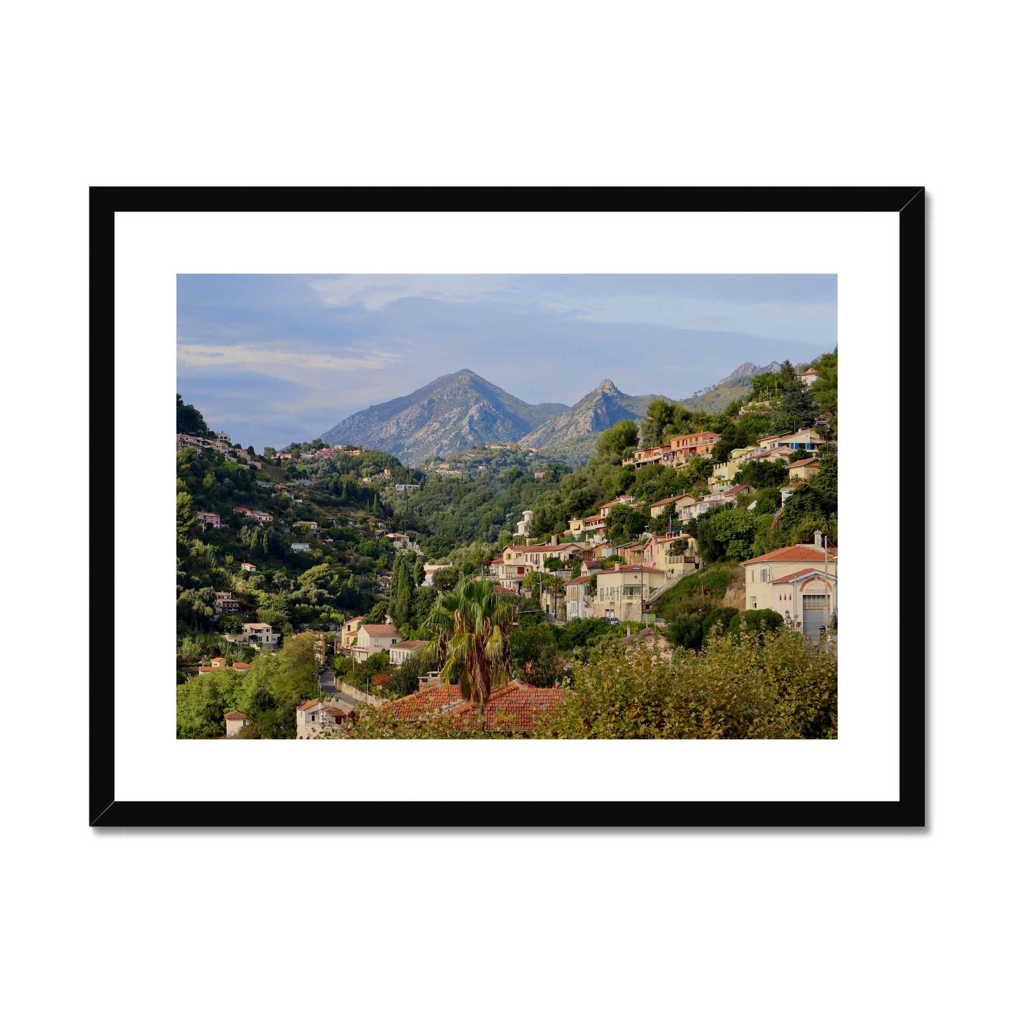 South of France Photos framed print - Houses in the hills of Menton